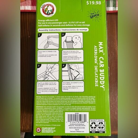 Gemmy Grinch Max Car Buddy Airborne Inflatable Christmas NIB - Picture 3 of 3